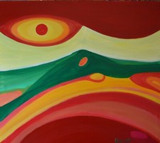 UFO Quadr 17 OIL ON CANVAS inc. 31.50 x 35.43 ( cm 80X90 ) Beautiful Work;