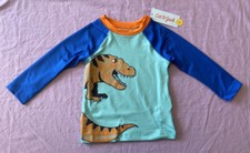 Cat  Jack Toddler Boys Dino Long Sleeve Rash Guard Swim Shirt Blue Size 2T