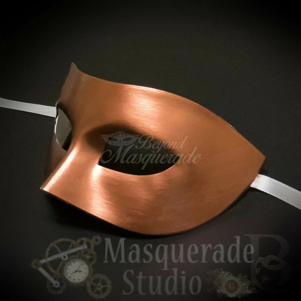 Mens Masquerade Eye Mask Phantom of the Opera Venetian Minimalist [Rose Gold] - Image 3 of 4