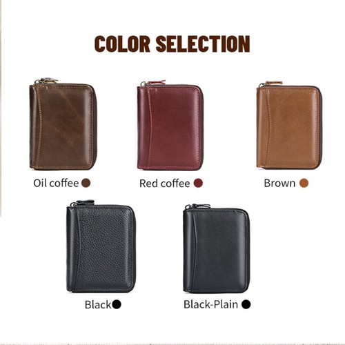 Men's Genuine Leather RFID Wallet Bifold Coin Pocket Zip Around 17 Card Slots - Picture 9 of 28