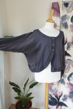 Crea Concept Dark Grey Cupro & Cotton Quirky Oversized Jacket Size 40 Uk 12