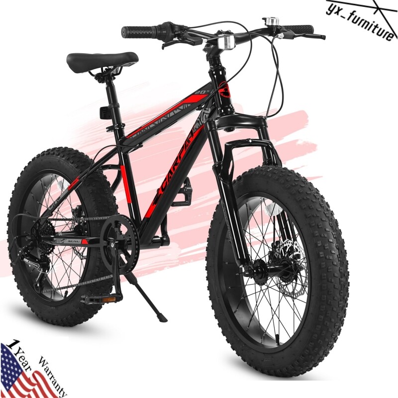 20 Inch 7 Speed Kids Bike,4" Inch Wide Fat Tire Mountain Bike for Ages 8-12 Old