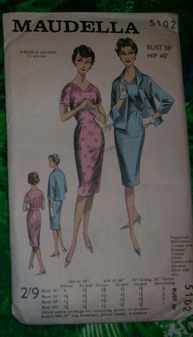 UNCUT Vintage 1960s Maudella 5102 Sewing Pattern dress jacket