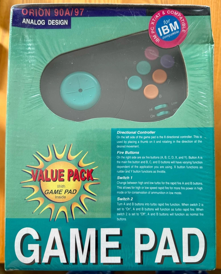 Orion 90A/97 Pro Joystick Video Game Pad IBM PC Analog Design New & Sealed - Image 2 of 4