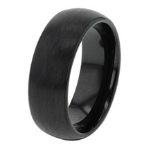 8mm Black Tungsten Carbide Men Jewelry Wedding Ring Textured Finish Dome Top