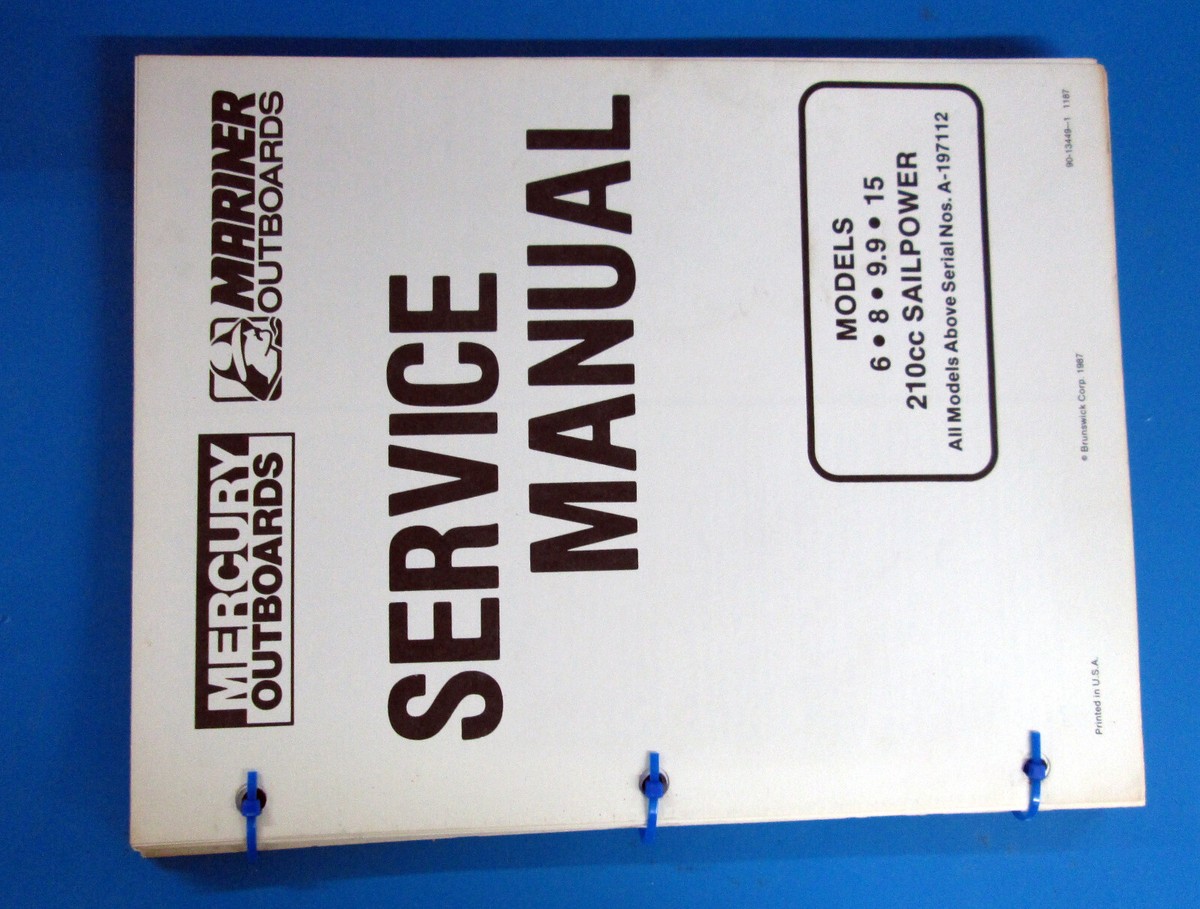 Mercury Mariner outboard Technician's Service Manual 6 8 9.9 15 Hp