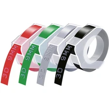 4PK 3D Embossing Tape For Dymo Motex Label Maker 3/8" Red Green Silver Black