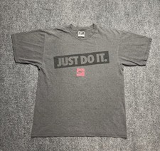 Vintage Nike T Shirt Mens Medium Gray Just Do It 90s Made In USA Swoosh