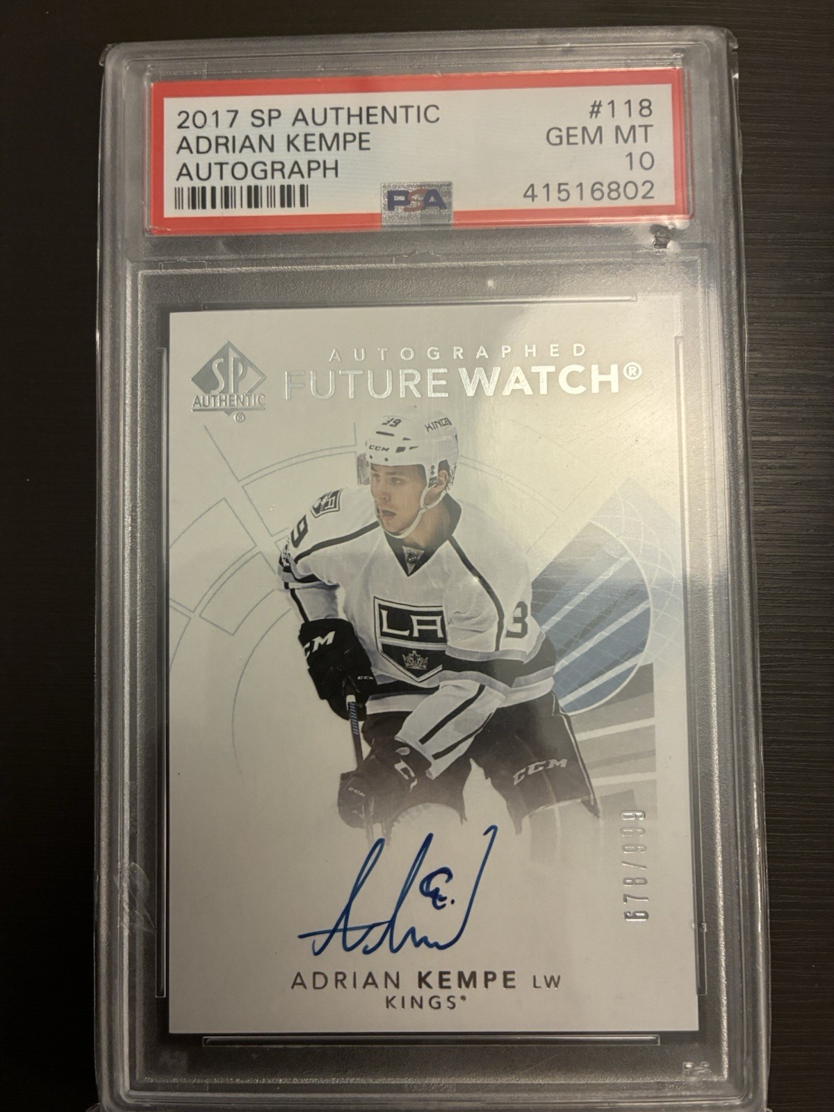 2017/18 UD SP AUTHENTIC Adrian Kempe FUTURE WATCH AUTO RC ROOKIE /999 PSA 10