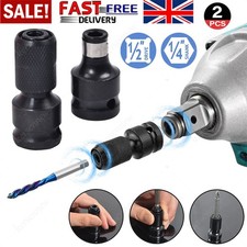 2PC Converter For Impact Wrench Change Socket Adapter 1/2inch Drive to 1/4in Hex