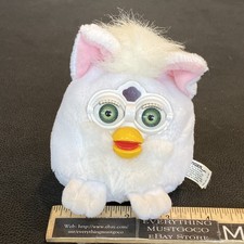 1999 Furby Buddies Plush Bean Bag Tiger Electronics 70-700 White Green Eyes Vtg