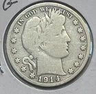 1914 S Barber Half Dollar Silver Good Can read Large Letters & Date Front & Back