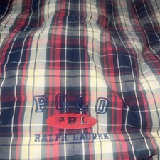 Ralph Lauren Polo Kelso Plaid Down Comforter QueenNavy Multi Embroidered