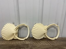 Vintage Lot Of 2 Homco Sea Shell Towel Ring Holder Syroco 1970s