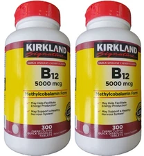 Kirkland Vitamin B12 Quick Dissolve, 2-Pack of 300 Tablets Each for 600 Ct Total