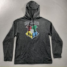 Harry Potter Hogwarts Gray Pullover Hoodie Sweatshirt Mens Size Large
