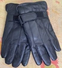 THINSULATE 40 gram Black Leather Winter Gloves Fleece Lined Mens L Adjustable