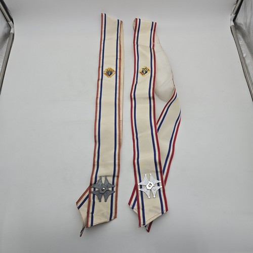 Pair of Vintage Knights of Columbus Sashes w/ Cross Pin | BOTH ARE Lynch & Kelly
