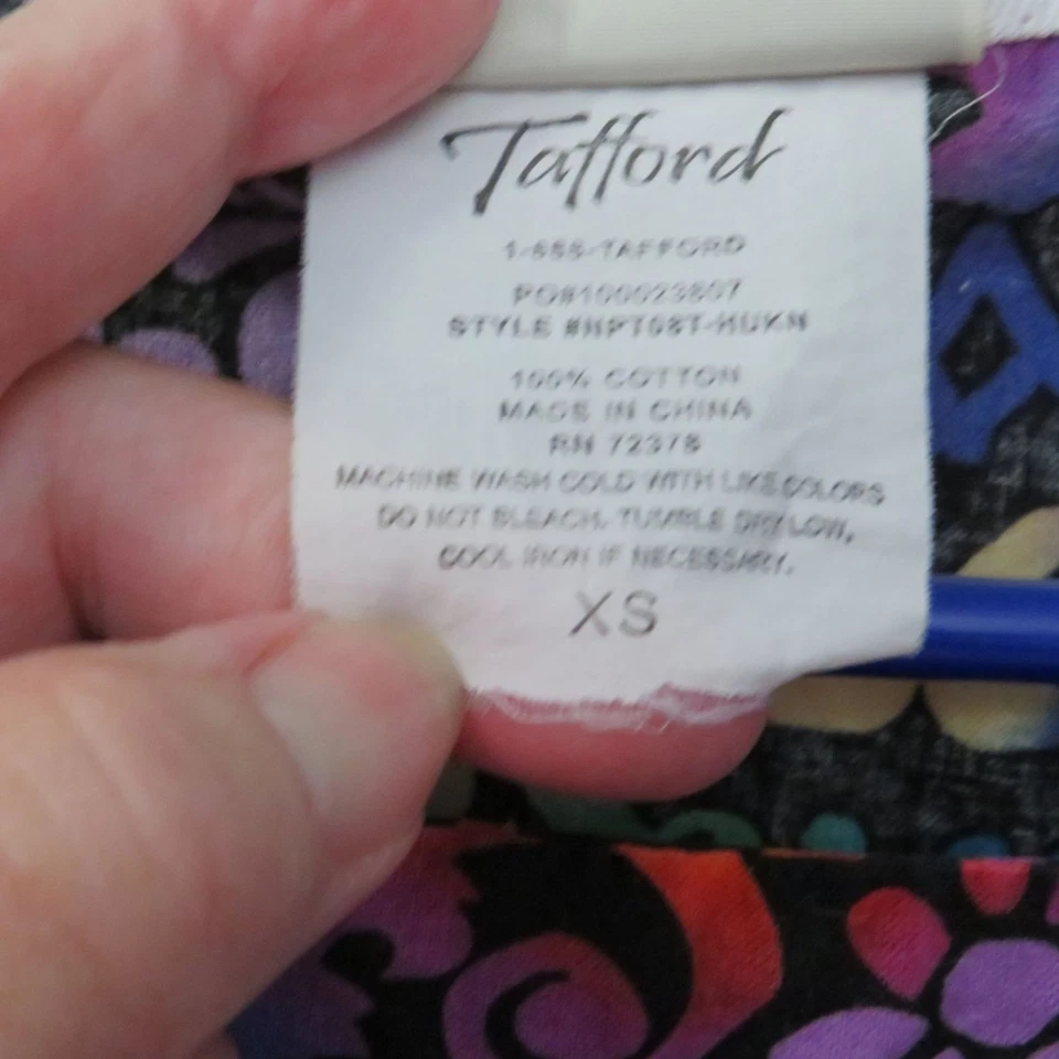 Tafford Colorful Scrub Top Sz XS Square Neckline With 2 Large Pockets, Tie - Image 4 of 4