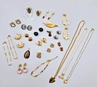 Costume Jewelry Lot Of 36 Assorted Jewelry Vintage To Now Gold Silver Tone