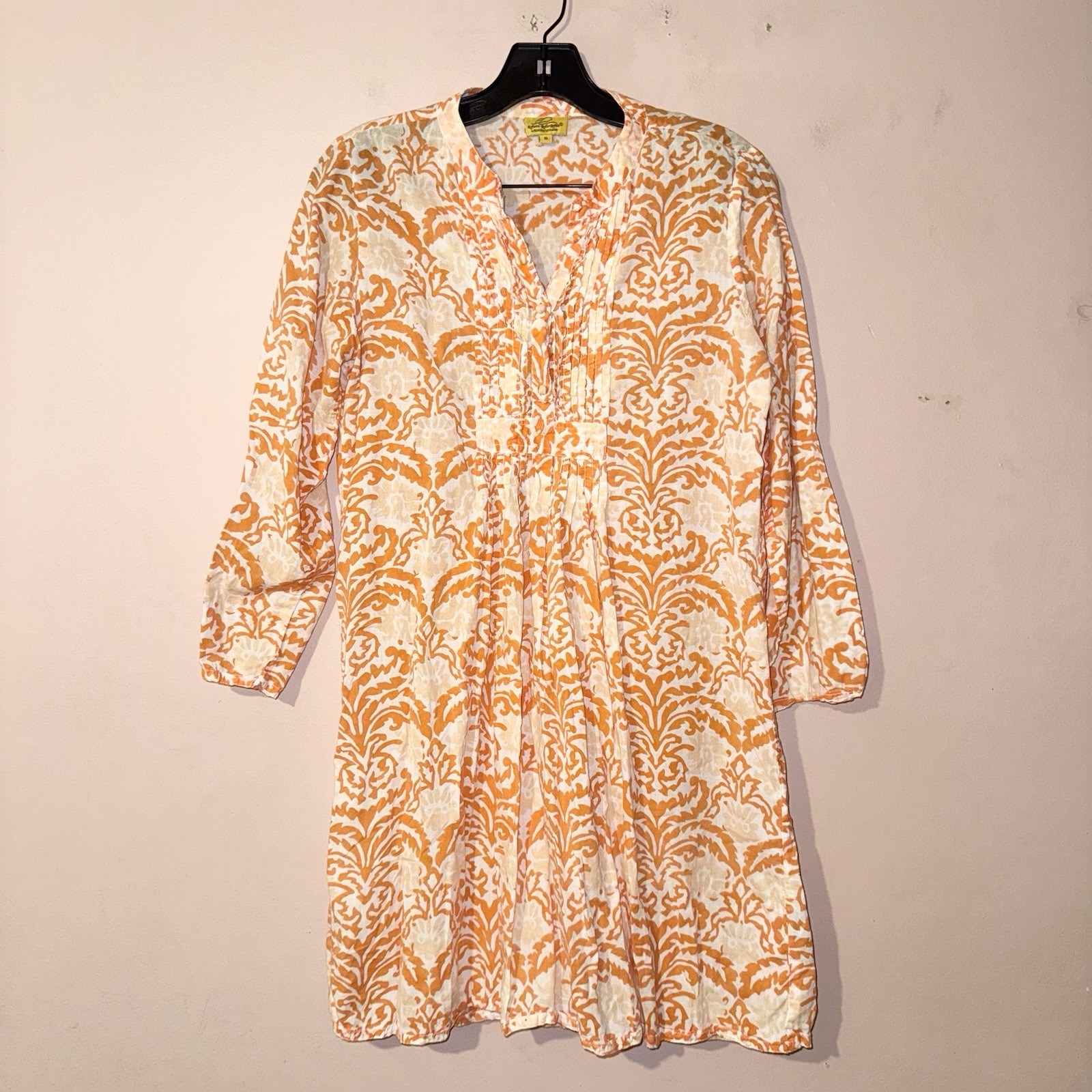 Roberta Roller Rabbit Damask Orange 100% Cotton Mini Dress Size S