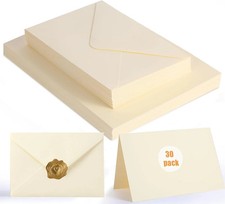 30 PACK Cream Blank Cards and Envelopes 4x6 Inch, Note Greeting Cards, Folded Iv