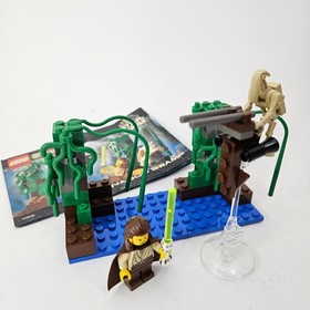 LEGO Star Wars Ultra Rare Qui-Gon Jinn Minifigure w/ Naboo Swamp parts & manual