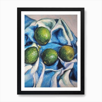 Limette 2 klassische Früchte Kunstdruck gerahmt Wandbild Poster Leinwanddruck Bild