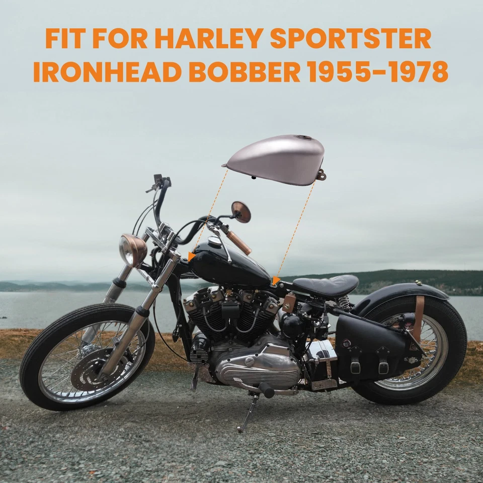 Tanque de combustible de gasolina de 1,5 galones 5,6 L apto para Harley Sportster Ironhead Bobber 1955-78 Foto 4 de 4
