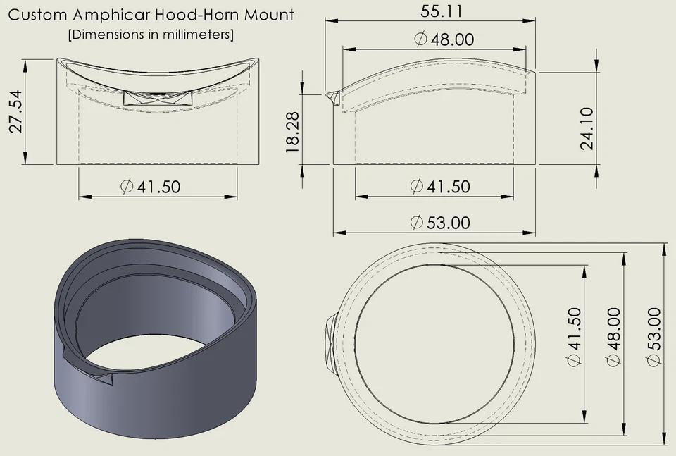 Amphicar 770 Rubber Horn Neck / Retrofit Hood-Horn Mounting Collar Foto 2 de 4