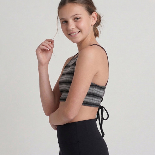 Honeycut Girl's Dance Hive Halter Tie-Back Crop Top in Black size Teen XXS 0-2