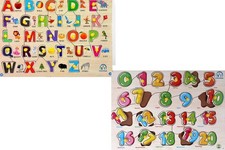 Kids Wooden 3D Alphabet A  Z  Numbers 1  20 Puzzle Board, Knobs I FREE SHIP