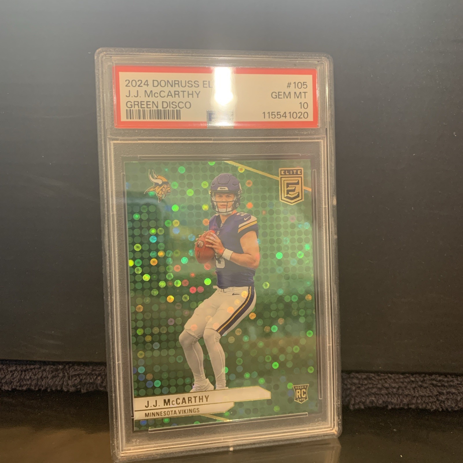 2024 Panini Donruss Elite  JJ McCarthy Green Disco #105 PSA 10 RARE LOW POP 💎