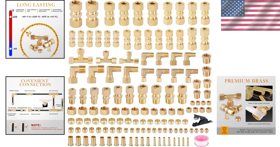 Brass Compression Tube Fittings Kit - 135PCS - Image 2 of 4
