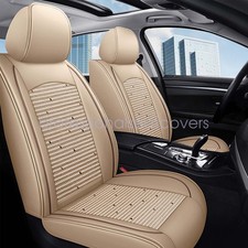 For Chevy Silverado Car 5 Seat Covers Full Set Icesilkleather Cushion Beige