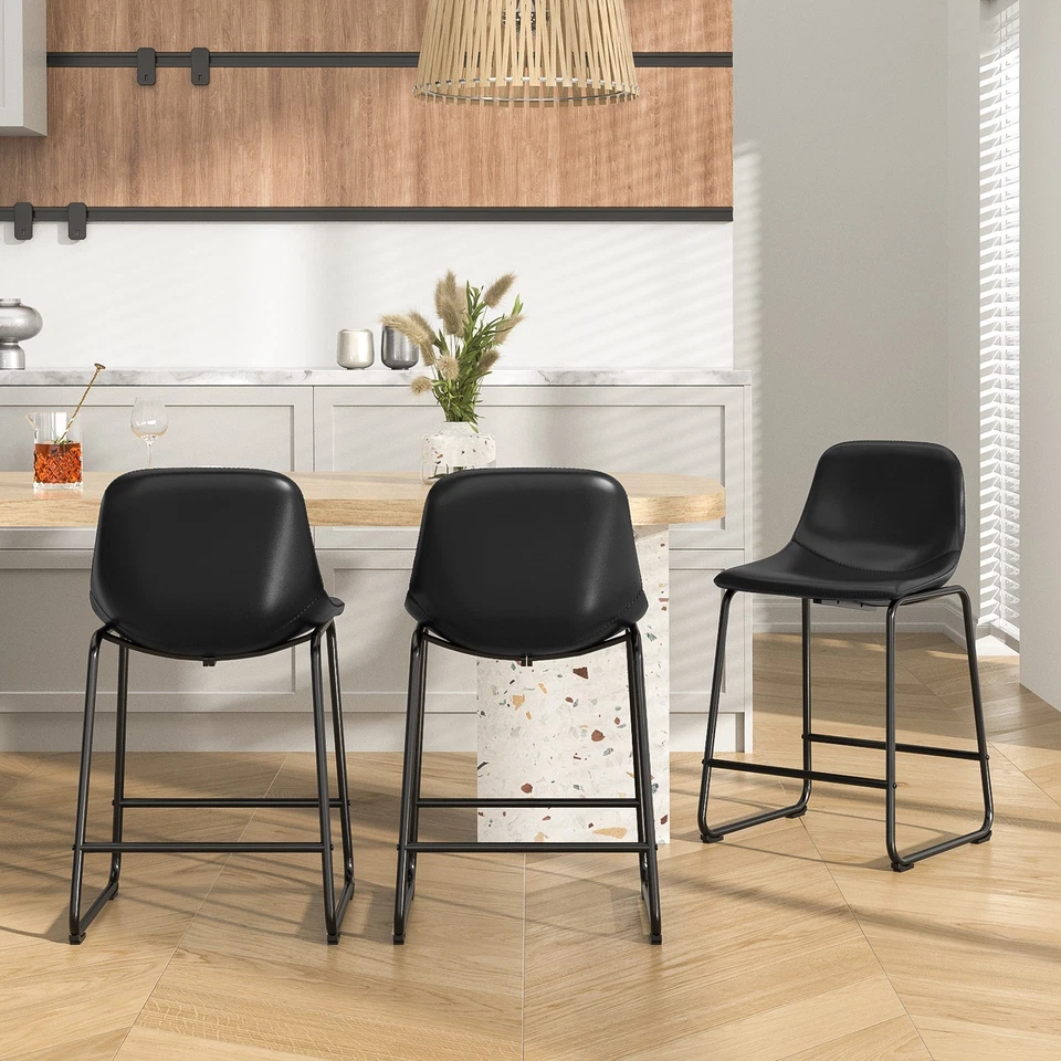 Counter Height Bar Stools Set of 3, Dining Chairs for Home Kitchen Island - Image 3 of 4