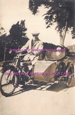 Man and Woman Riding Vintage Motorcycle and Sidecar Day Out Postcard