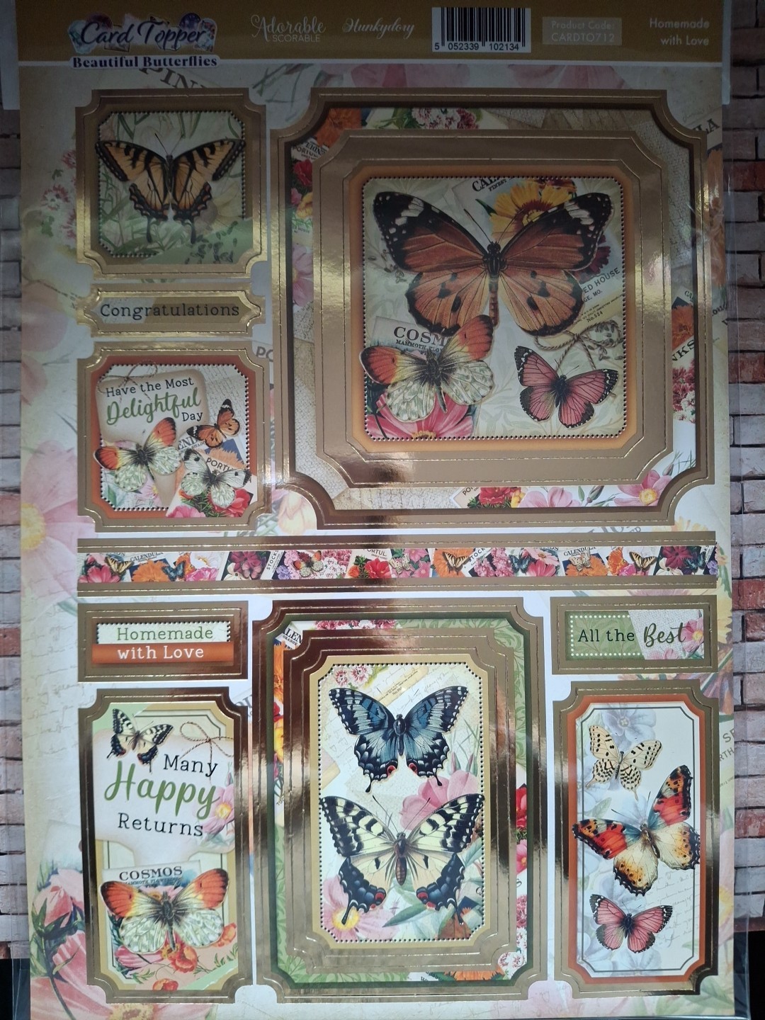 Hunkydory Beautiful Butterflies Homemade With Love Card Topper Set