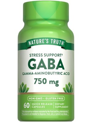 GABA 750mg Capsules | 60 Count | Gamma Aminobutyric Acid Supplement | Non-GMO...