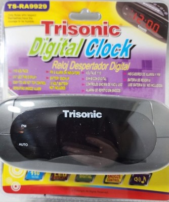 Trisonic Digital Alarm Clock LED Display Snooze Battery Backup