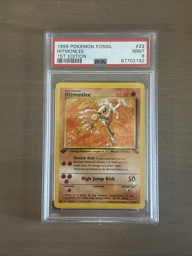 1999 Pokemon Fossil 1st First Edition Hitmonlee 22/62 Non Holo PSA 9 MINT