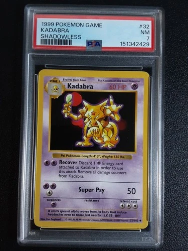 Pokémon Kadabra Shadowless PSA 7 Base Set 32/102 Vintage 1999 WOTC
