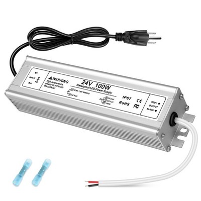 24V 100W LED Power Supply, IP67 Waterproof LED Driver, AC 110V to DC 24 Volt ...