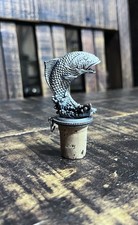 Jumping Fish Trout Pewter Metal Wine Bottle Stopper Cork