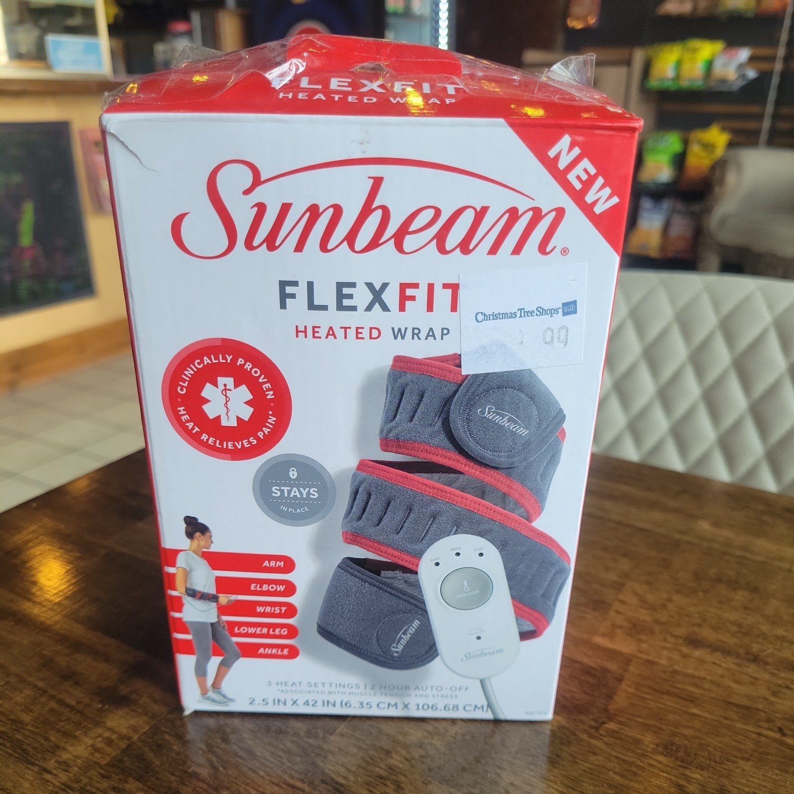 Sunbeam FlexFit Envoltura Térmica Brazo Codo Pierna Alivio del Dolor Apagado Automático 3 Calor NUEVO