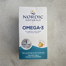 Nordic Naturals Omega-3 Fish Oil Softgels 180ct 690mg Lemon Flavor Gluten Free