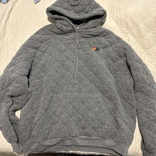 Men's Aviator Nation Quilted Hoodie Sweatshirt XXL Full Zip Relaxed Gray