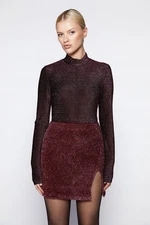 NWT Bardot FAB! Lyric Lurex Sparkle Stretch  Bodysuit in Pink/Black US 6  M