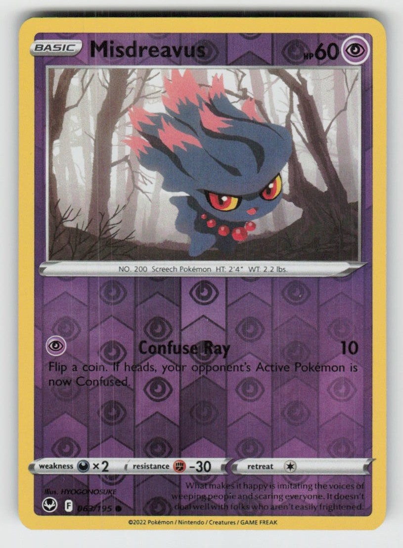 Reverse Holo Misdreavus 063/195 Common Silver Tempest Near Mint