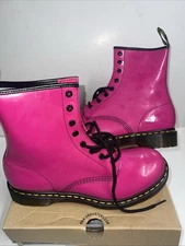 Dr. Martens 1460 Hot Pink Patent Lamper Eye Lace Up Combat Boots Sz 11 Women NEW